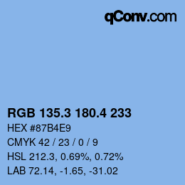 カラーコード: RGB 135.3 180.4 233 | qconv.com