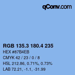 カラーコード: RGB 135.3 180.4 235 | qconv.com