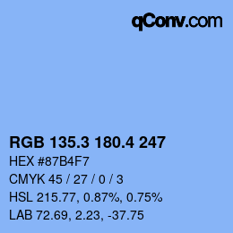 カラーコード: RGB 135.3 180.4 247 | qconv.com