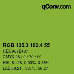 カラーコード: RGB 135.3 180.4 55 | qconv.com