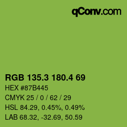 カラーコード: RGB 135.3 180.4 69 | qconv.com