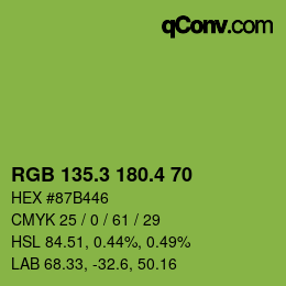 カラーコード: RGB 135.3 180.4 70 | qconv.com