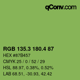 カラーコード: RGB 135.3 180.4 87 | qconv.com