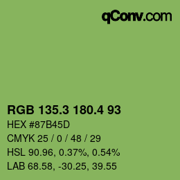 カラーコード: RGB 135.3 180.4 93 | qconv.com