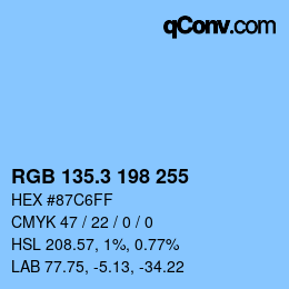 カラーコード: RGB 135.3 198 255 | qconv.com