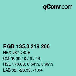 カラーコード: RGB 135.3 219 206 | qconv.com