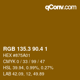 カラーコード: RGB 135.3 90.4 1 | qconv.com