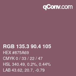 カラーコード: RGB 135.3 90.4 105 | qconv.com