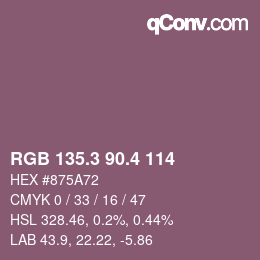 カラーコード: RGB 135.3 90.4 114 | qconv.com