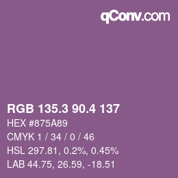カラーコード: RGB 135.3 90.4 137 | qconv.com