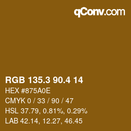 カラーコード: RGB 135.3 90.4 14 | qconv.com