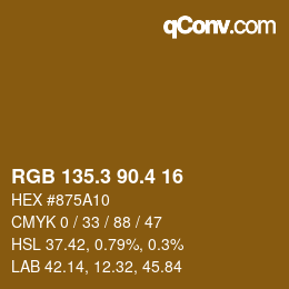 カラーコード: RGB 135.3 90.4 16 | qconv.com