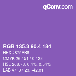 カラーコード: RGB 135.3 90.4 184 | qconv.com