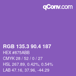 カラーコード: RGB 135.3 90.4 187 | qconv.com