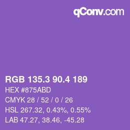 カラーコード: RGB 135.3 90.4 189 | qconv.com