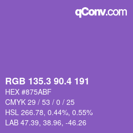 カラーコード: RGB 135.3 90.4 191 | qconv.com
