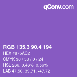 カラーコード: RGB 135.3 90.4 194 | qconv.com