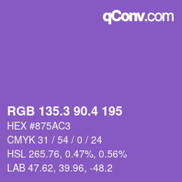 カラーコード: RGB 135.3 90.4 195 | qconv.com
