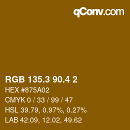 カラーコード: RGB 135.3 90.4 2 | qconv.com