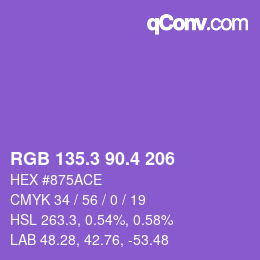 カラーコード: RGB 135.3 90.4 206 | qconv.com