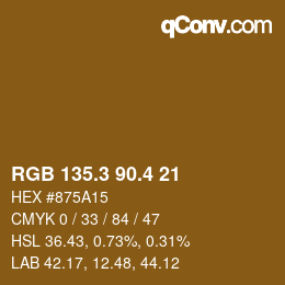 カラーコード: RGB 135.3 90.4 21 | qconv.com