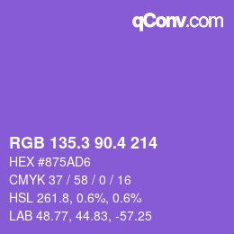 カラーコード: RGB 135.3 90.4 214 | qconv.com