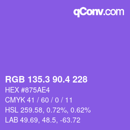 カラーコード: RGB 135.3 90.4 228 | qconv.com