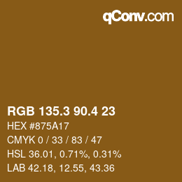 カラーコード: RGB 135.3 90.4 23 | qconv.com