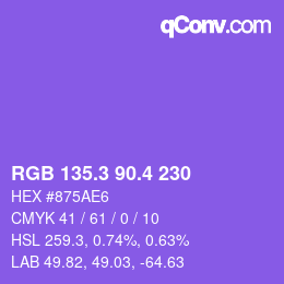 カラーコード: RGB 135.3 90.4 230 | qconv.com