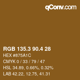 カラーコード: RGB 135.3 90.4 28 | qconv.com