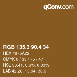 カラーコード: RGB 135.3 90.4 34 | qconv.com
