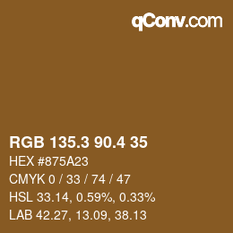 カラーコード: RGB 135.3 90.4 35 | qconv.com