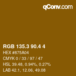 カラーコード: RGB 135.3 90.4 4 | qconv.com