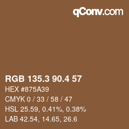 カラーコード: RGB 135.3 90.4 57 | qconv.com