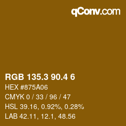 カラーコード: RGB 135.3 90.4 6 | qconv.com