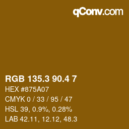 カラーコード: RGB 135.3 90.4 7 | qconv.com