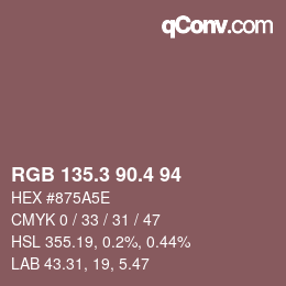 カラーコード: RGB 135.3 90.4 94 | qconv.com