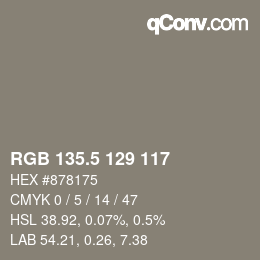 Color code: RGB 135.5 129 117 | qconv.com