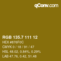カラーコード: RGB 135.7 111 12 | qconv.com
