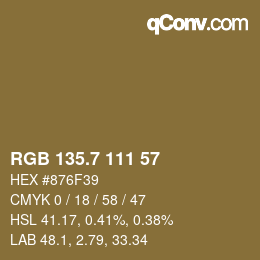 カラーコード: RGB 135.7 111 57 | qconv.com