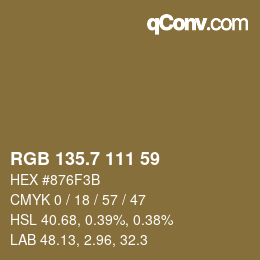 カラーコード: RGB 135.7 111 59 | qconv.com