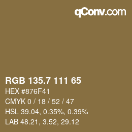 カラーコード: RGB 135.7 111 65 | qconv.com