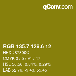 カラーコード: RGB 135.7 128.6 12 | qconv.com
