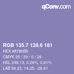 カラーコード: RGB 135.7 128.6 181 | qconv.com
