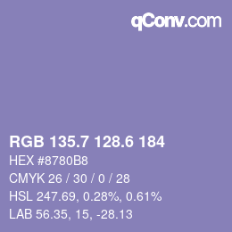 カラーコード: RGB 135.7 128.6 184 | qconv.com