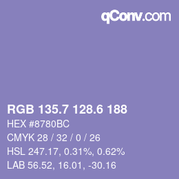 カラーコード: RGB 135.7 128.6 188 | qconv.com