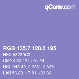 カラーコード: RGB 135.7 128.6 195 | qconv.com