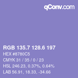 カラーコード: RGB 135.7 128.6 197 | qconv.com