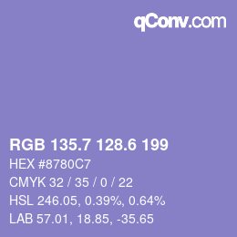 カラーコード: RGB 135.7 128.6 199 | qconv.com
