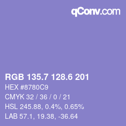 カラーコード: RGB 135.7 128.6 201 | qconv.com